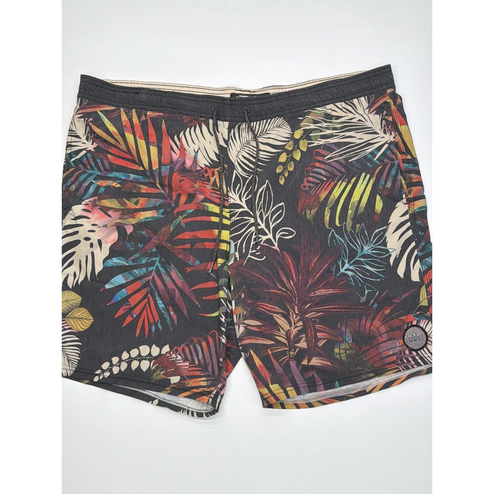 ONeill Cruzers Mens Board Shorts Charcoal Tropical Leaf Print Swim Trunks Size L